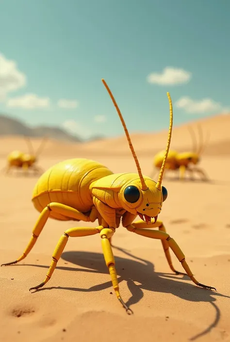 Desert insects yellow as sand, similar to spiders but have only three limbs