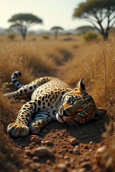 A dead leopard killed by lion 