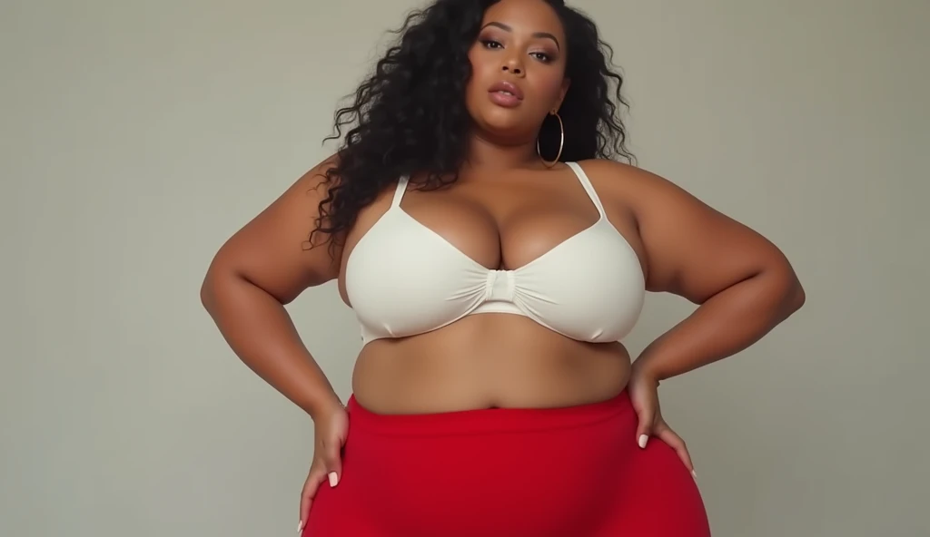 One woman in white bra and red pant big boobs and Ass