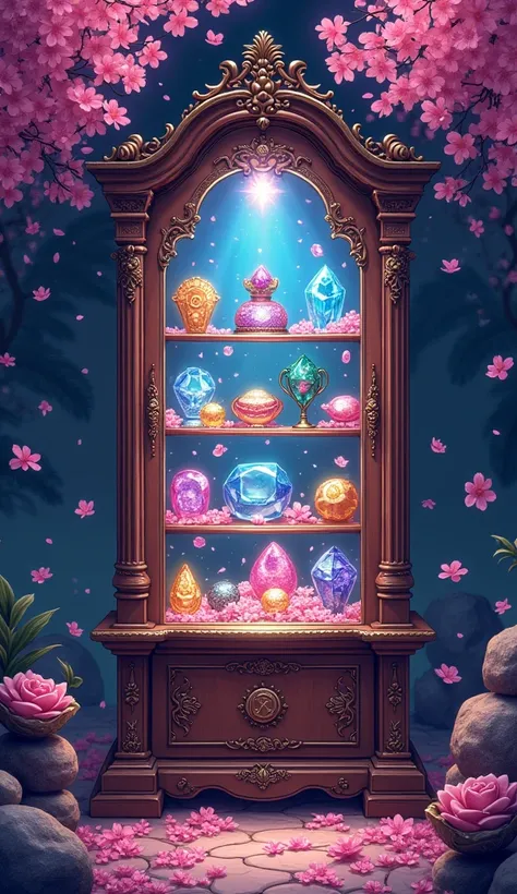 (Terraria style: 1.2), (Full Focus: 2), (Everything in the display cabinet: 1.3), (Magic Items | Colorful gemstones | cherry blossoms | Printed Silk Products | Medals | ore | obsidian | Pearl | Emerald | White Jade | amethyst | sapphire | gold products | S...