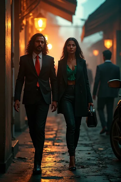 Investigation Begins: Ravi and Neha, in contrasting outfits, are seen investigating various glamorous locations in Mumbai, including a high-profile party and a dark alley, both looking determined but facing different challenges