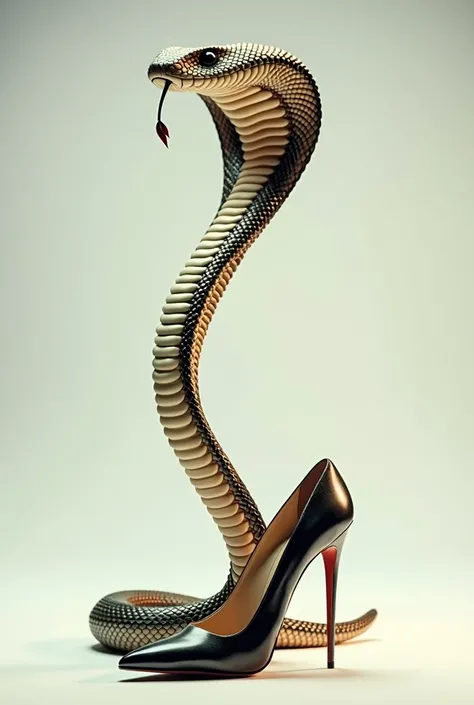 Create image of a Cobra snake wearing high heels 