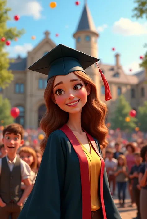 GENERATES A PIXAR GRADUATING WOMAN 
