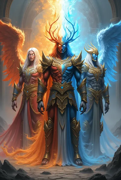 The four guardians of the kingdom of Valoria, each with the power to control the elements of fire, water, earth, and wind, but these powers are sealed because of an ancient curse that weakens their powers. 