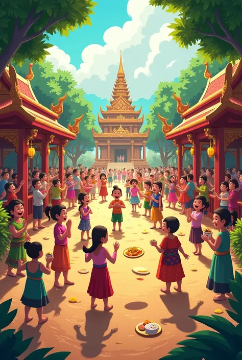 happy Pchum Ben Day khmer cambodia cartoon
