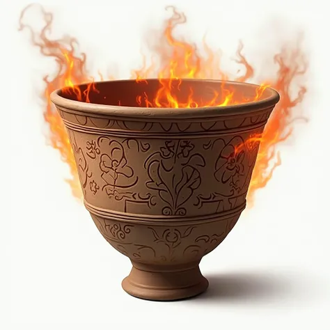 The worlds oldest art is nearing completion, Jomon pottery is fired in a kiln, engulfed in flames, Please take a close look at the Jomon pottery that has been burned red by the flames, Realistic photos, (Close-up to pottery:1.2), (Burning flame background:...