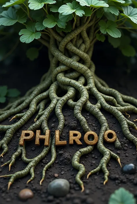 the roots  that form the pattern of letters that make up the word ‘philosophy’