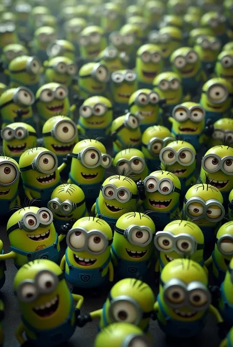 crowd of dark green Minions