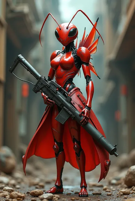 Red ant in standing with gun in tranformer dress