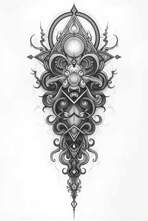 full wide complex tattoo masterpiece design on a white wall , multiple intricate tattoos, best quality, snakes, simple background, geometric lines, fine line, drawing, divination