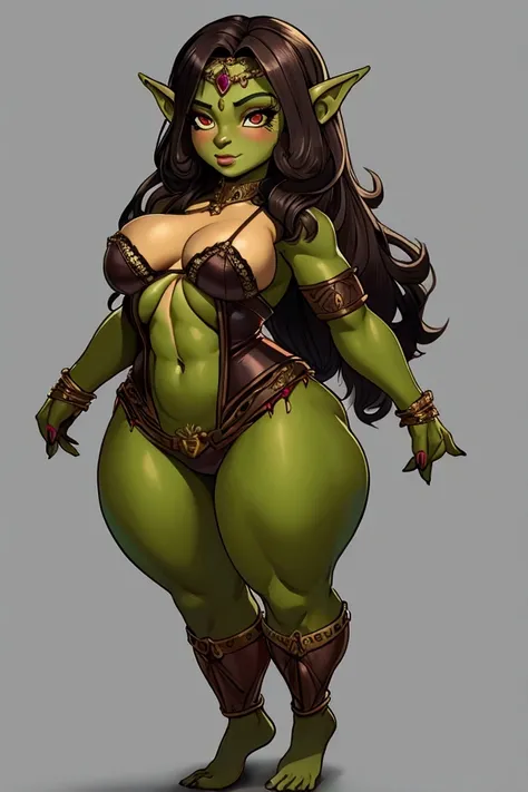 Anthro de goblin peludo feminino, perfectbody, large breasted, female thighs, sultry body