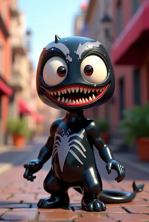 Create Venom represented in a Disney Pixar style person 
