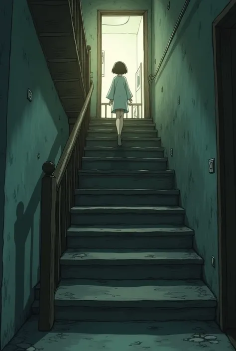 Narrow stairs of an apartment anime hd
