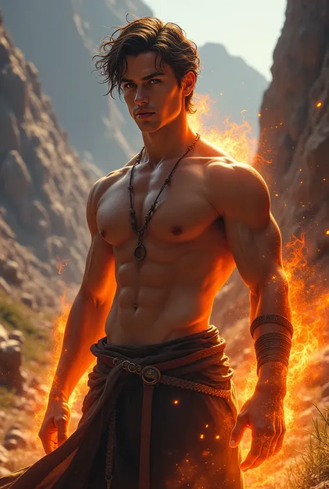 The Guardian of Fire, “Finn”, a young man with amber eyes and the power of fire. 