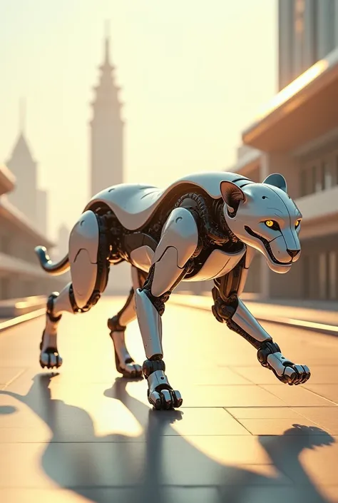 Running cheetah robotic in sun light 