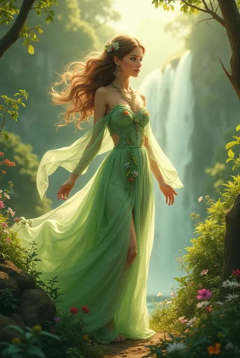 Guardian of the Earth, “Elia”, a young woman with light brown hair and emerald green eyes. 