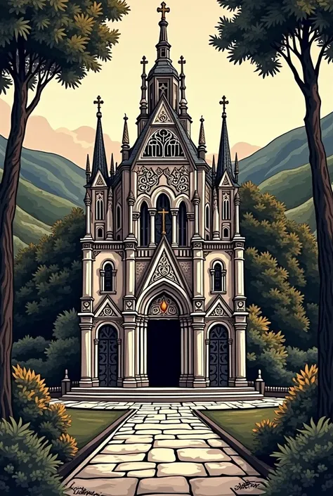 The Sanctuary of the Blessed Sacrament of Arapiraca reproduced in woodcut format