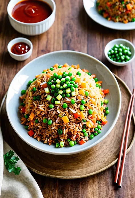 light ketchup-colored fried rice