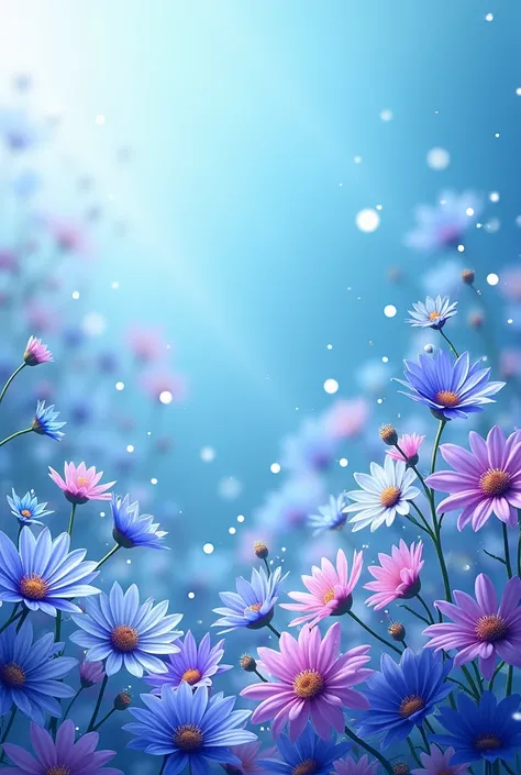 1000 flowers blue background 