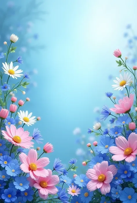 1000 flowers blue and white background 