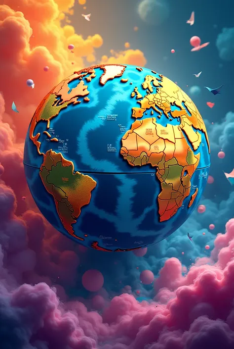 World 🌍 image with background colourfull 