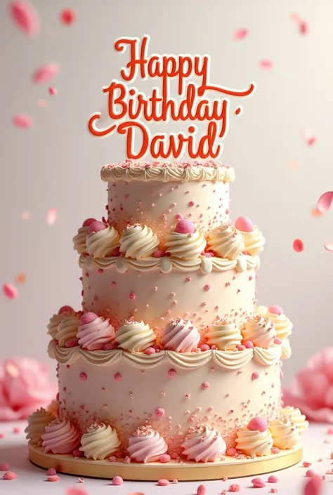 A big cake that says happy birthday David 