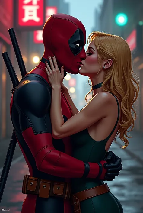 Deadpool beijando Gwen Stacy 