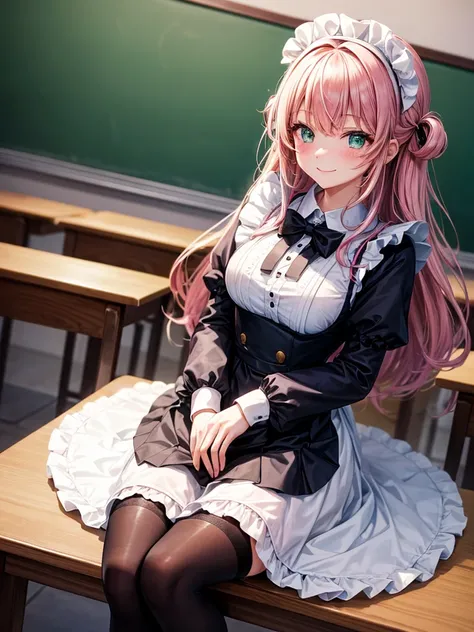 middle School girls，smile，Best Quality，高次元美Girl，多次元美Girl，Several girls are depicted，Maid clothes，cuteMaid clothes，8k，future，Highest quality，Long Hair，cute，fluffy，Angel，新しいMaid clothes，Latest Fashion，５Men Maid，Long Hair，Green Eyes，Beautiful feet，美Girlの最上位，S...