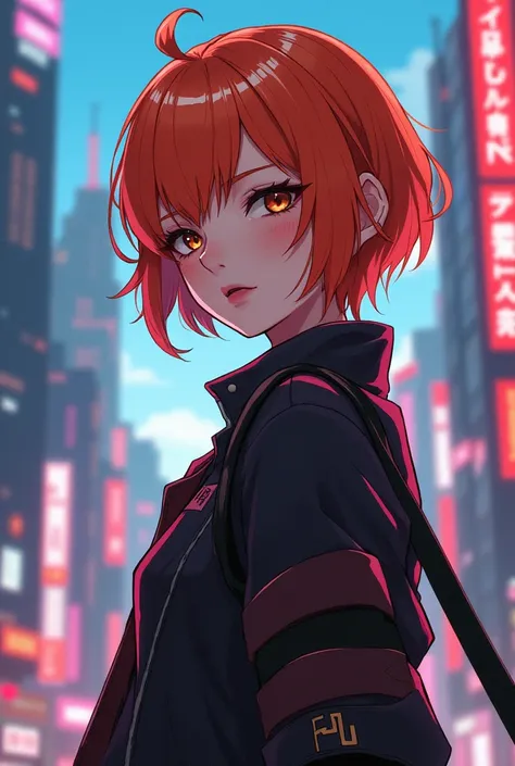 Cyberpunk Revolutionary Girl Utena Short hair Cute hairstyle Vtuber Energetic Orange hair 