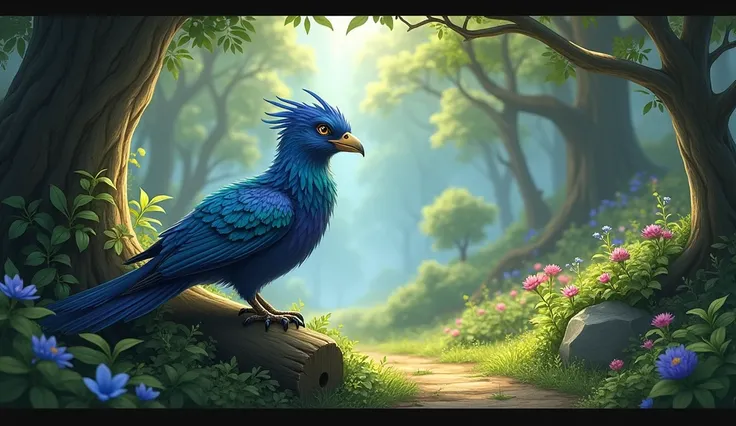 The trail led them to a hidden clearing where a beautiful, talking bird named Sapphire greeted them.