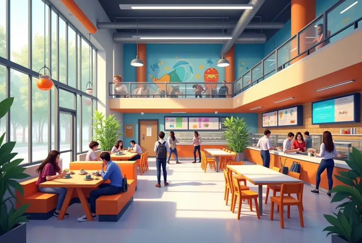 background for 2d game, canteen, modern