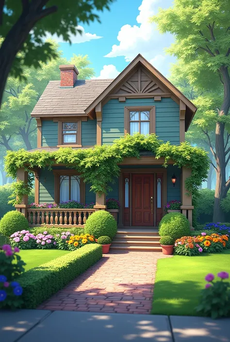 A beautiful and small resident house with flower