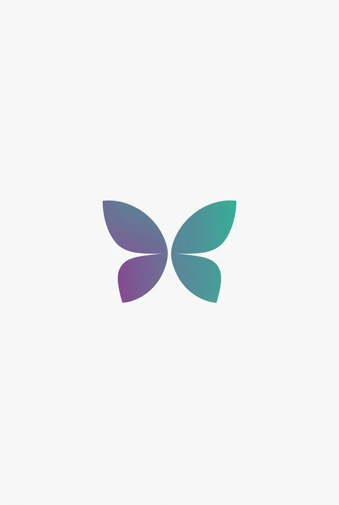 Physiotherapy logo with the name Kauany Rodrigues minimalist with purple and green gradient and the K in the shape of a butterfly 