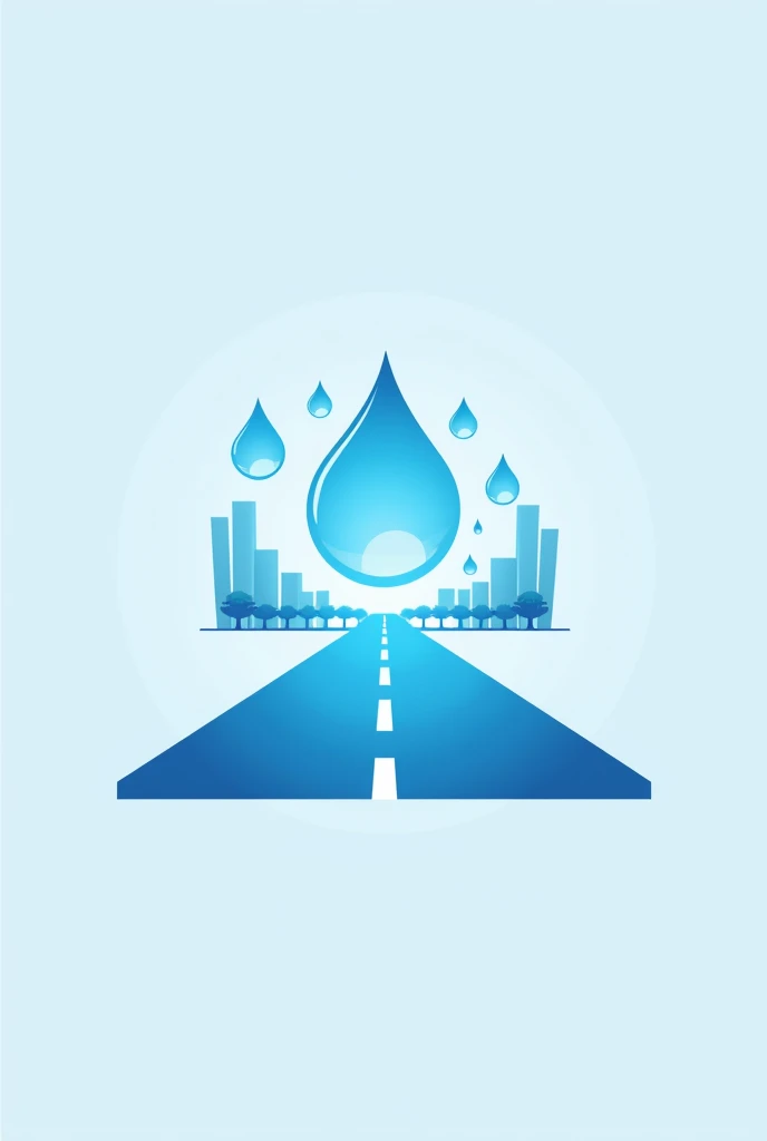 Logo for A water refilling station drop of water with a long straighten road 