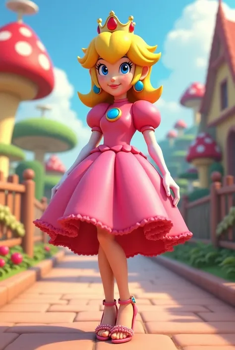 Princess peach animation
 IA with shorts dress and high heels sandals 