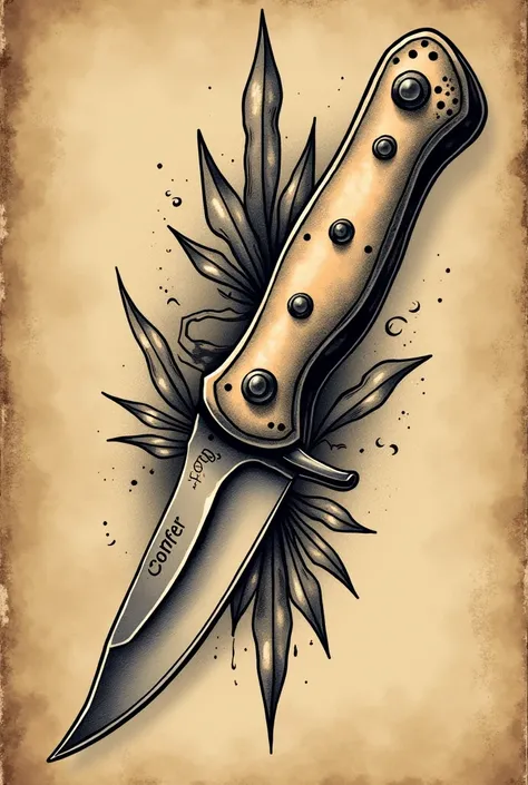 Create an old school knife tattoo 