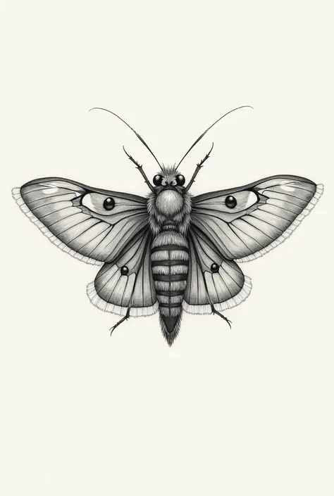 drawing of a stunned moth 
