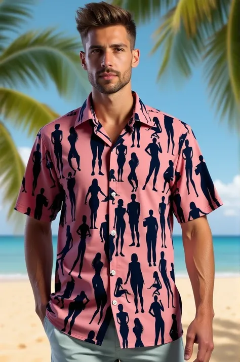 Hawaina shirt which has all over print of sex positions silhouette on it