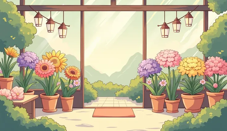 (masterpiece:1.2, Highest quality,Ultra-high resolution,Super detailed),8k,(wallpaper),(Best illustrations:2.0),(chibi flower store : 2.0),(flower store,Very simple design),(isometric illustration) lofi, cozy, Studio ghibli style ,pastel tones, landscape