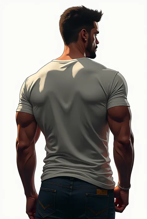 GTA STYLE，chumbo masculino，close-side-shot, 3/4 pose, muscular, tight t-shirt, white background, retro artstyle，shadows and highlights，high contrast，crime and danger、Tension and suspense、Reflections on the avant-garde and the low ebb、Shady、evocative compos...