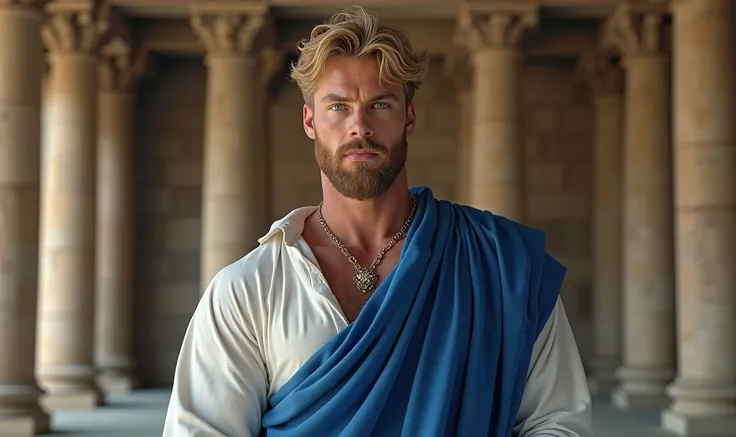 ((thor)), (man:1.5),1 man,male, muscle, 1 chico, muscle, pectoral, muscular, Mature man, 25 years,1 man,macho man,perfect body,an extremely delicate and beautiful detailed face,((by blond,cute hairstyle,short by blond)),(((blonde very short beard, blonde v...