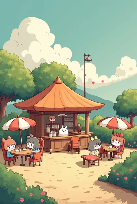 (masterpiece:1.2, Highest quality,Ultra-high resolution,Super detailed),8k,(wallpaper),(Best illustrations:2.0),(chibi restaurant : 2.0),(restaurant ,Very simple design),(isometric illustration) lofi, cozy, Studio ghibli style ,pastel tones, landscape