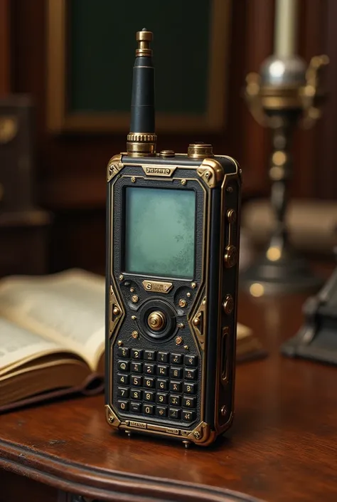 Ultra-retro smartphone from the 19th century、It has a small built-in typewriter、It has a slightly larger antenna.