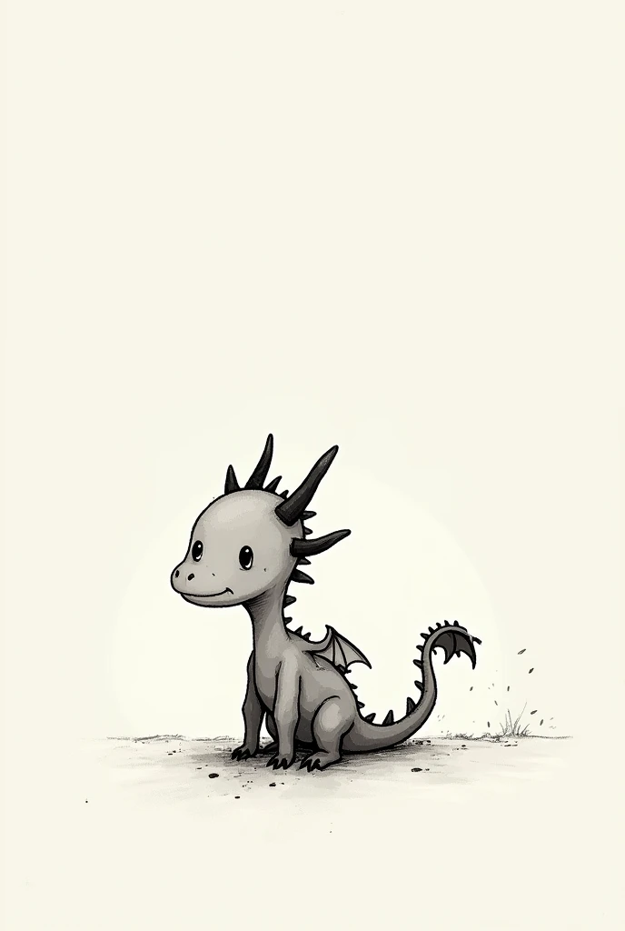 Minimalist drawing of a sad dragon for children who leaves home
