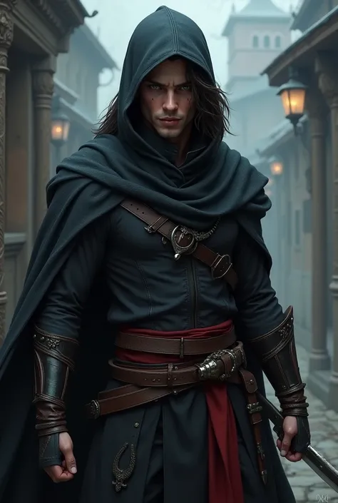 Half-elf Assassin Male Character Without Hood RPG 