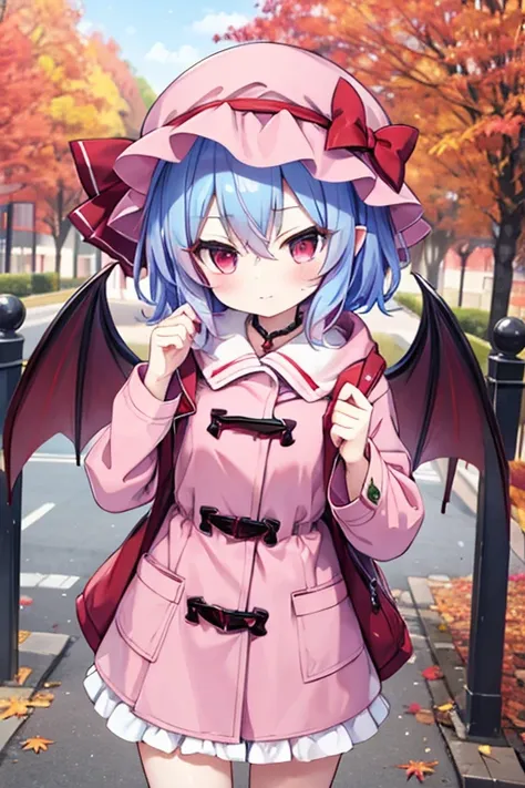 Remilia Scarlet，Blue Hair，autumn，Leisure，Pink coat