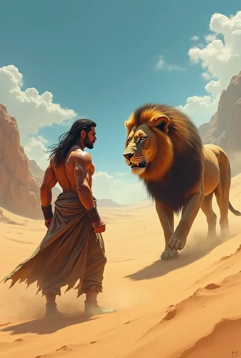 Name Horaz in the desert with a lion