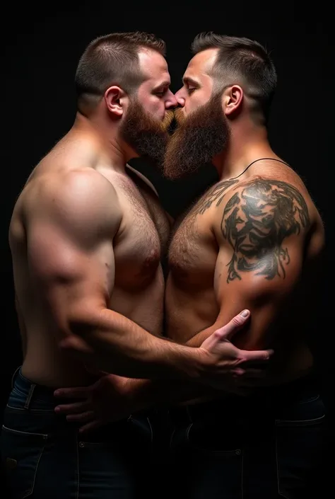 "8KUHD HDR Very Realistic Very Detailed High Quality Create a professional studio-style photograph featuring two 4 men, hdr burly, hdr hairy, hdr beared big daddy bear,  and hdr very realistic detailed rugged man and his husband in boxers. Hdr very realist...