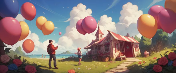 Balloon vendor with 10 giant helium tanks 