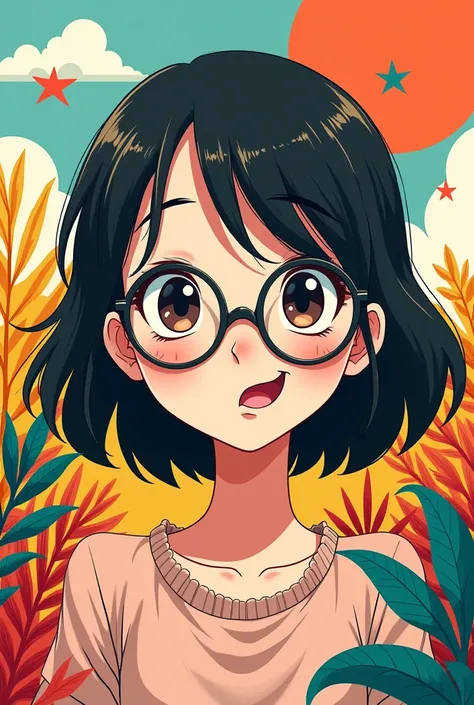 Extreme images of a cartoon-like woman with glasses who looks like Eimi Fukada